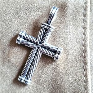 Silver Chevron Cross Pendant